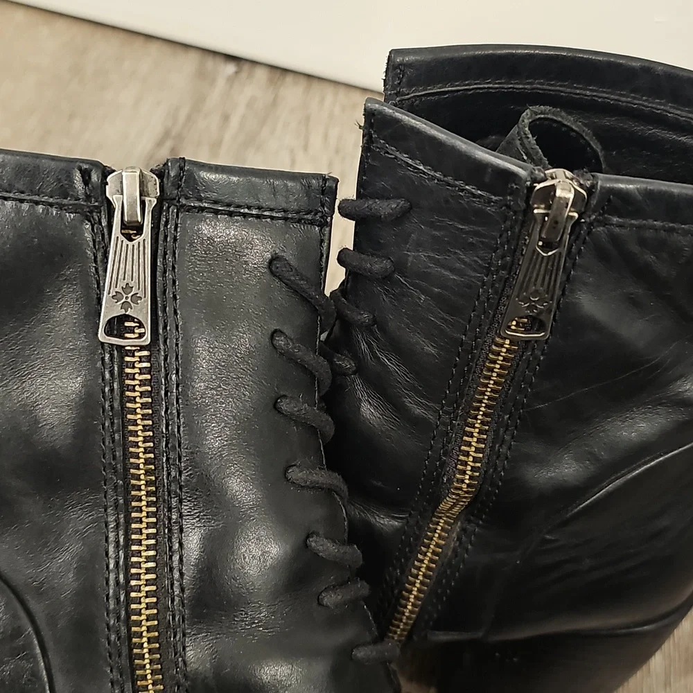 PATRICIA NASH Sicily Leather Block Heel Combat Boot